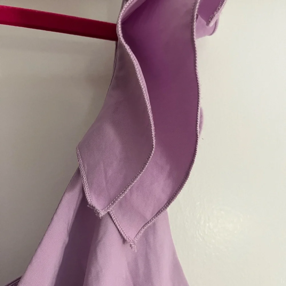 Anthropologie DREW Lilac Ruffle-Shoulder Midi Dress - Picture 6 of 8